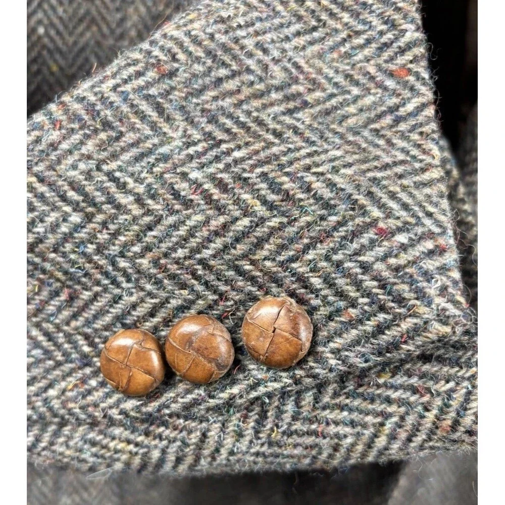 Vintage Levi Strauss Blazer Jacket Men 44R Wool Tweed Sport Coat Herringbone